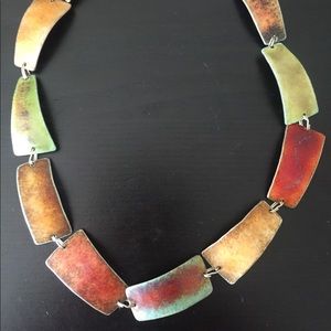 All Metal Multi-Colored High Collar Necklace